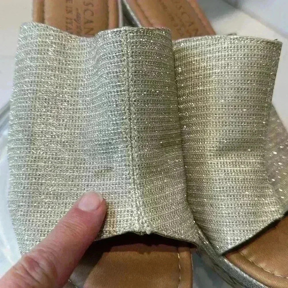 Tuscany Easy Streets Slip on Mule Style Wedge Sandals size 9W pre-owned - Picture 2 of 12